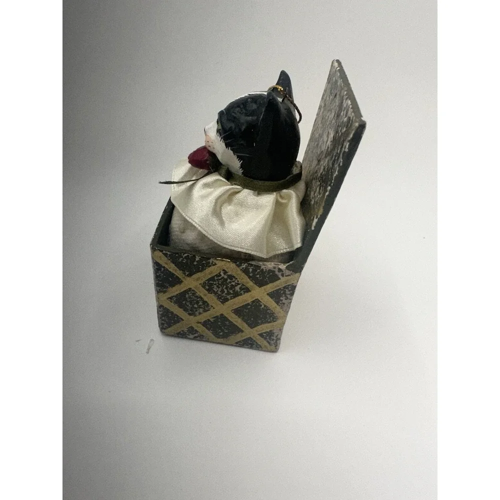 Black And White CAT In A Box Ornament